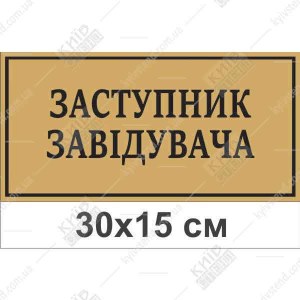 Табличка 30 х 15 см з білого ПВХ пластику з повноколірним написом для дверей кабінету заступника завідувача дитячого садка.