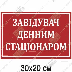 Табличка ЗАВІДУВАЧ ДЕННИМ СТАЦІОНАРОМ (17370)