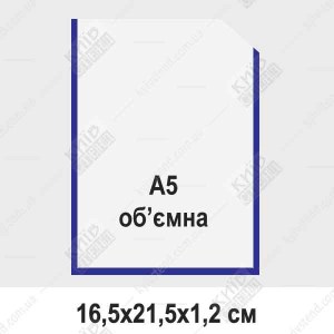 Обʼємна вертикальна кишеня А5 з прозорого ПВХ товщиною 0,5 мм, закріплена на настінному інформаційному стенді у комерційному приміщенні.