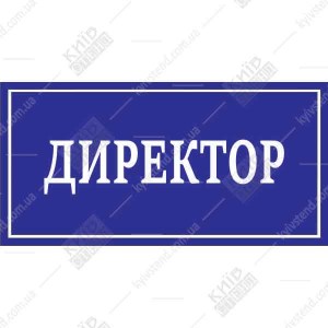 Офісна табличка 30 х 15 см з білого пластику товщиною 3 мм для кабінету директора встановлена на дверях офісу